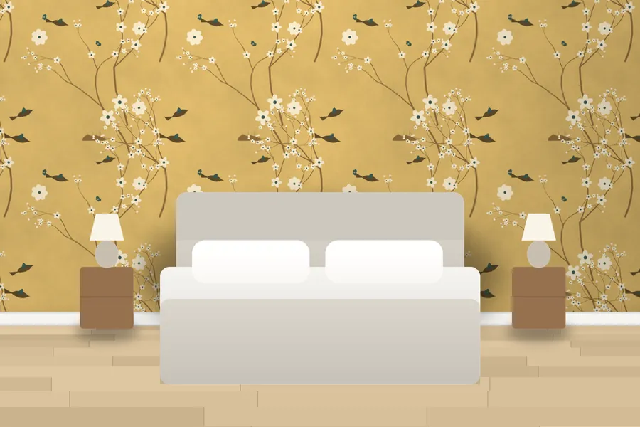 Ellesmere Peony Bough Wallpaper in a room