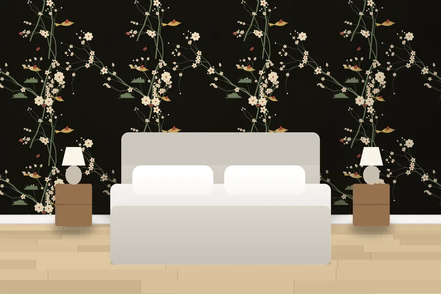 Somerleyton Silk Aviary Wallpaper in a room