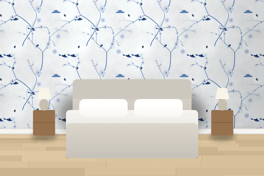 Montacute Garden of Birds Wallpaper in a room