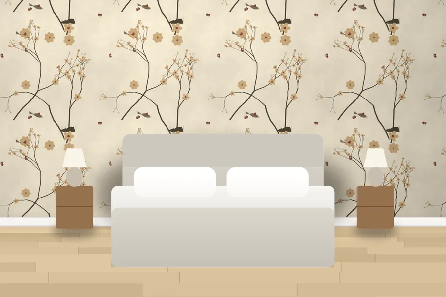 Gunby Silk Aviary Wallpaper in Antique Parchment