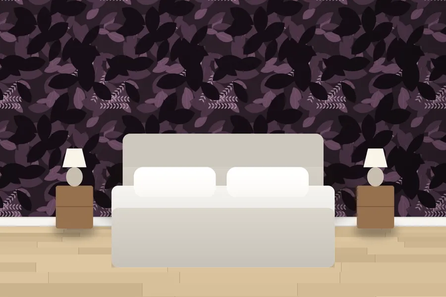 Bodnant Kew Walk Foliage Wallpaper in Smoked Plum