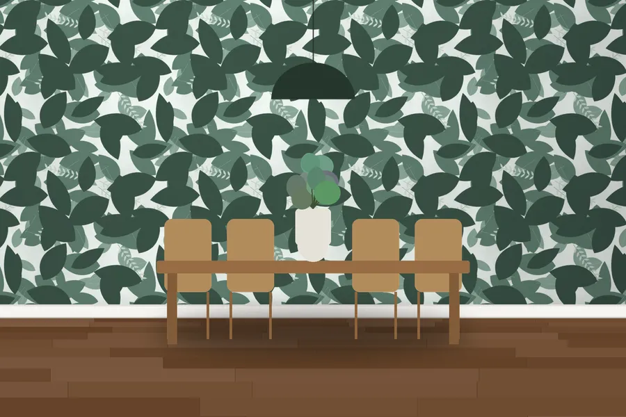Dunster Kew Walk Foliage Wallpaper in a room