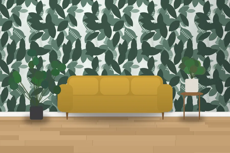 Arlington Orangery Leaves Wallpaper in a room