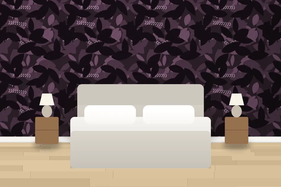 Tatton Fernery Mural Wallpaper in Smoked Plum