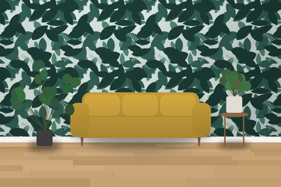 Ickworth Orangery Leaves Wallpaper in a room