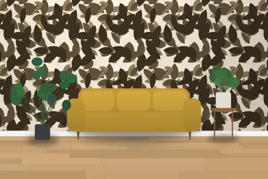 Benthall Glasshouse Mural Wallpaper in Sepia Herbarium