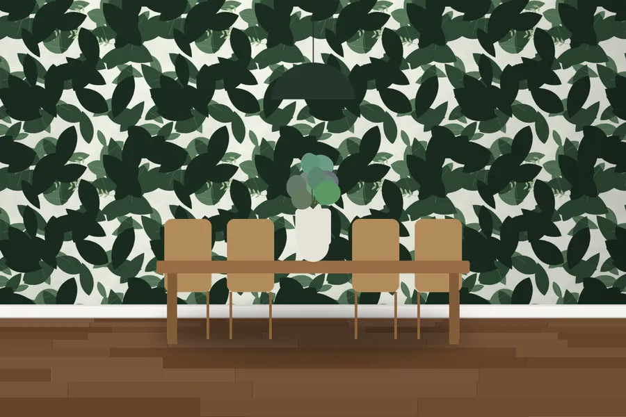 Somerleyton Kew Walk Foliage Wallpaper in a room