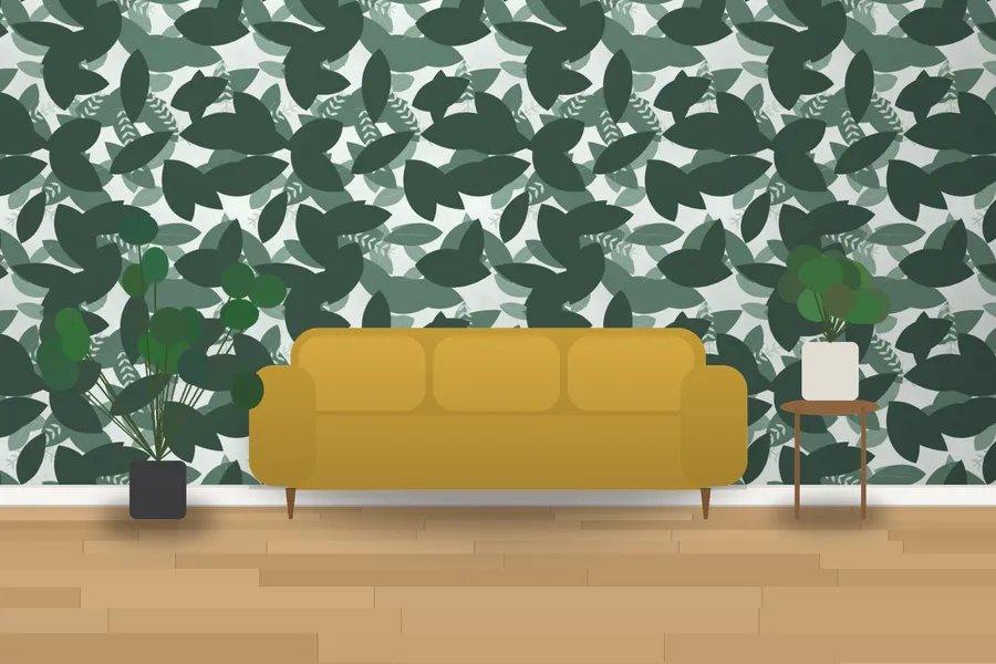 Hatchlands Kew Walk Foliage Wallpaper in a room