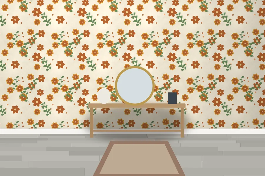 Dorneywood Ranunculus Garden Wallpaper in a room