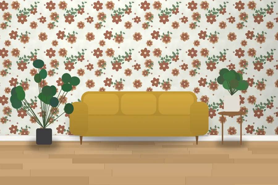 Shugborough Camellia Bower Wallpaper in a room