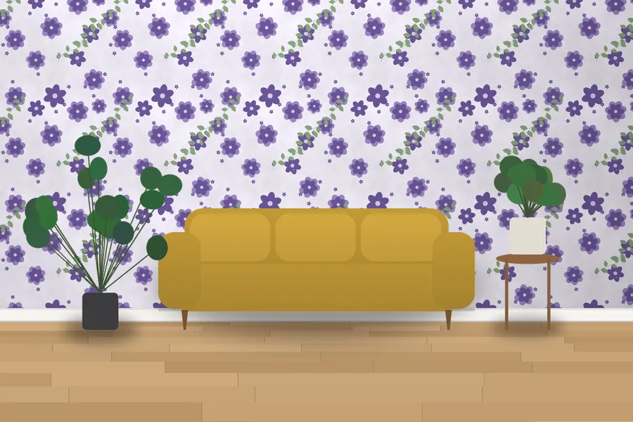 Greys Ranunculus Garden Wallpaper in a room