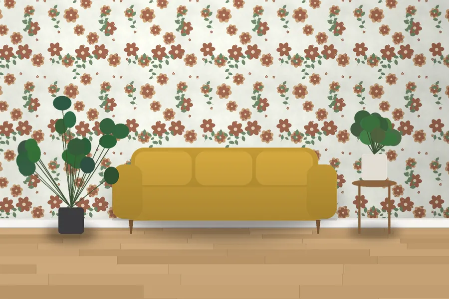 Ashcombe Camellia Bower Wallpaper in a room