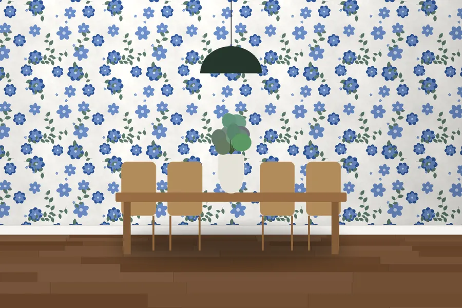 Wimpole Country House Bloom Wallpaper in a room