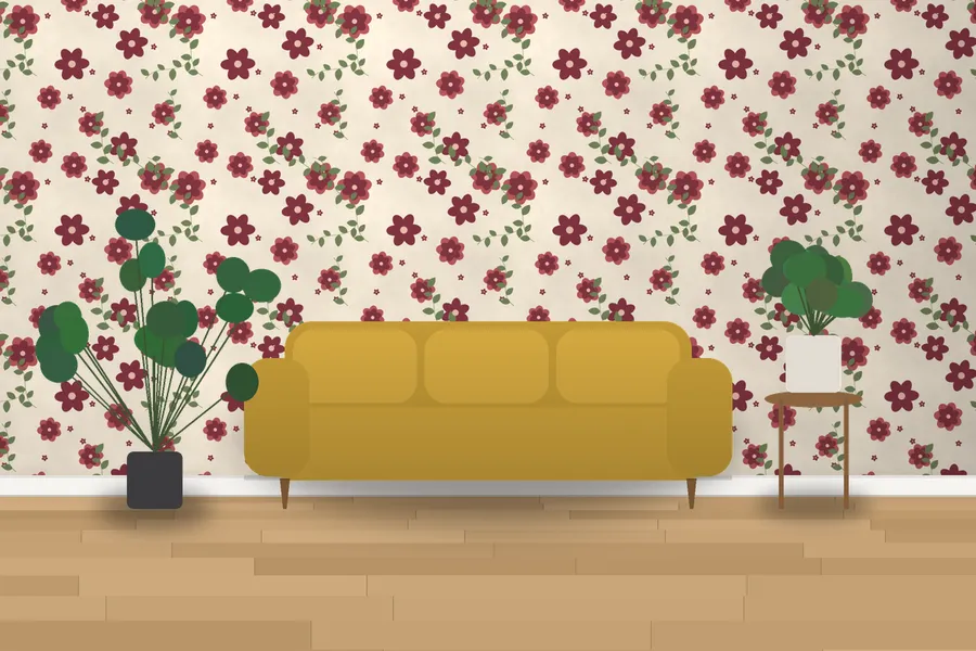 Oxburgh Country House Bloom Wallpaper in a room