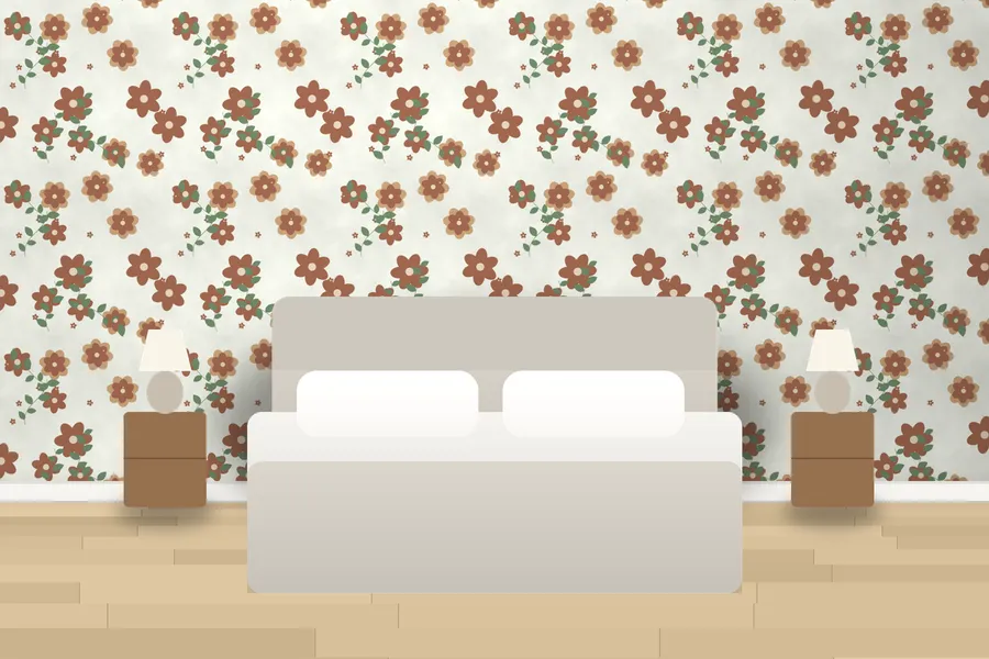 Florence Camellia Bower Wallpaper in a room