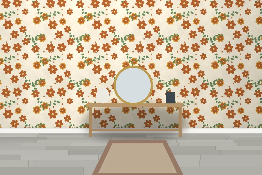 Ashcombe Dahlia Parade Wallpaper in a room