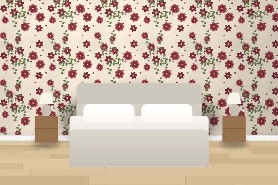 Greys Rose Arbour Wallpaper in a room