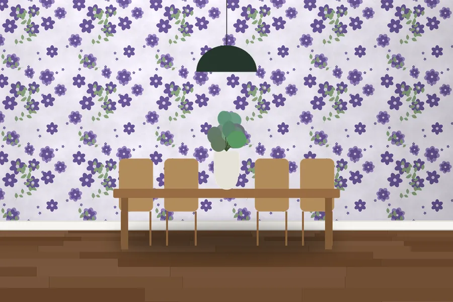 Wimpole Camellia Bower Wallpaper in a room
