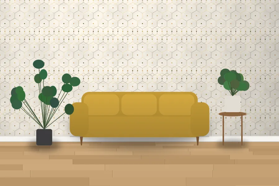 Wallington Gilded Honeycomb Wallpaper in Champagne on Ivory
