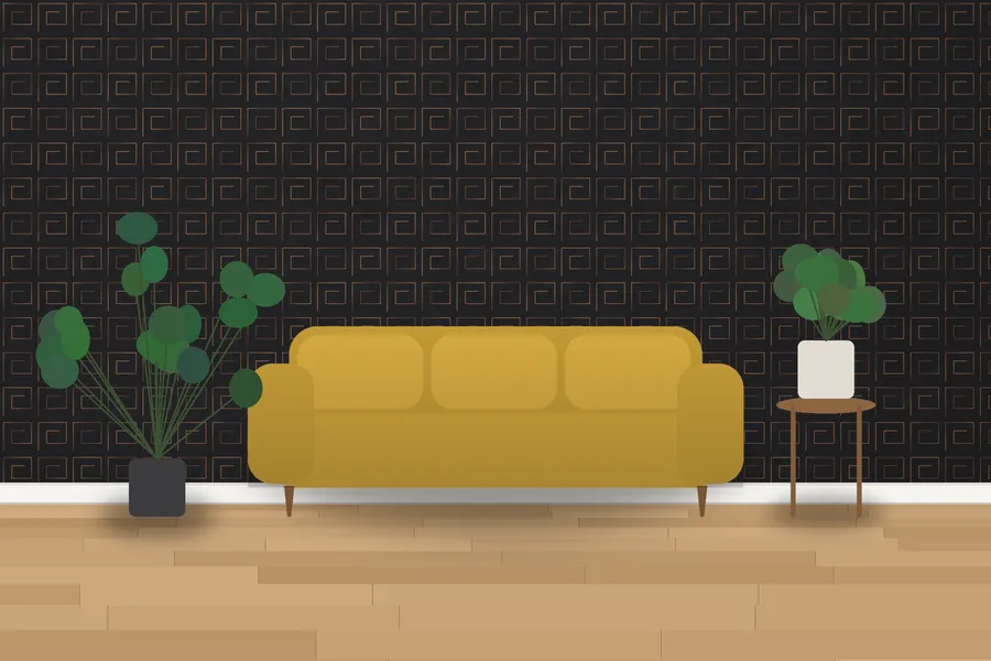 Saltram Greek Key Fret Wallpaper in a room