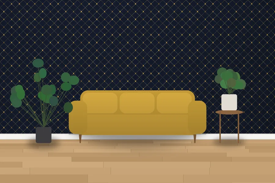 Kentwell Lattice Diamond Wallpaper in Gold on Ink