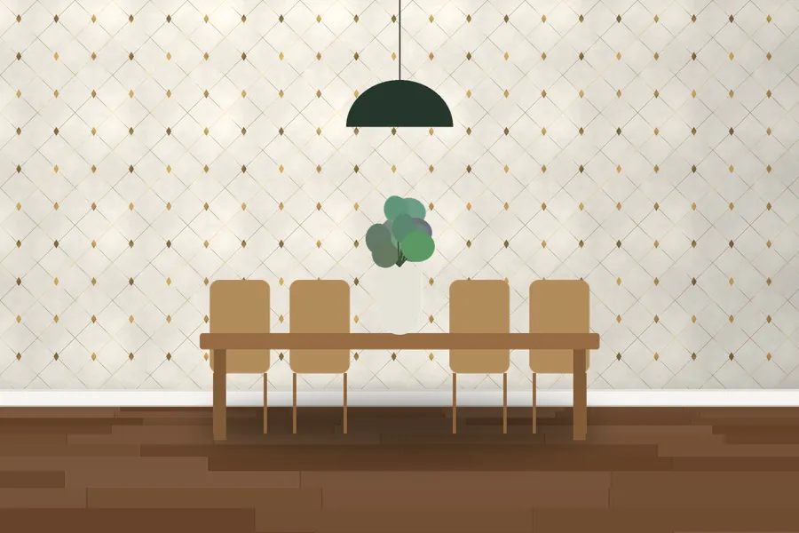 Mottisfont Lattice Diamond Wallpaper in a room