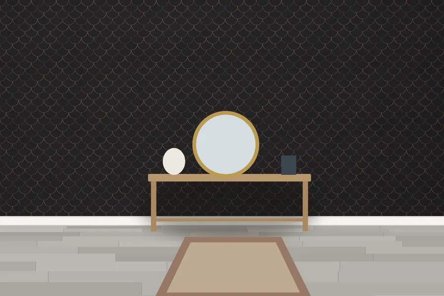 Waddesdon Foil Scale Wallpaper in a room