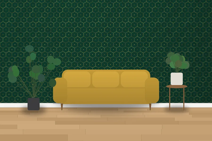 Belton Gilded Honeycomb Wallpaper in a room