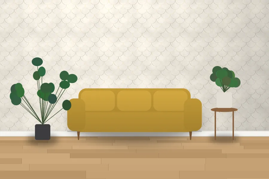 Peckover Foil Scale Wallpaper in Champagne on Ivory