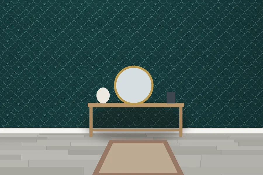 Belton Foil Scale Wallpaper in a room