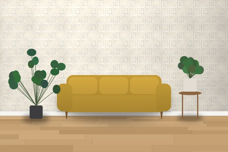 Marbury Greek Key Fret Wallpaper in a room