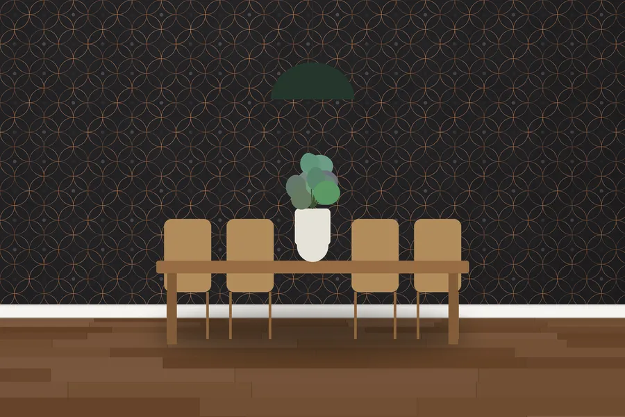 Greys Interlocking Rings Wallpaper in a room