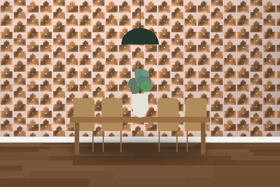 Lamorran Chrysler Step Wallpaper in Blush Salon