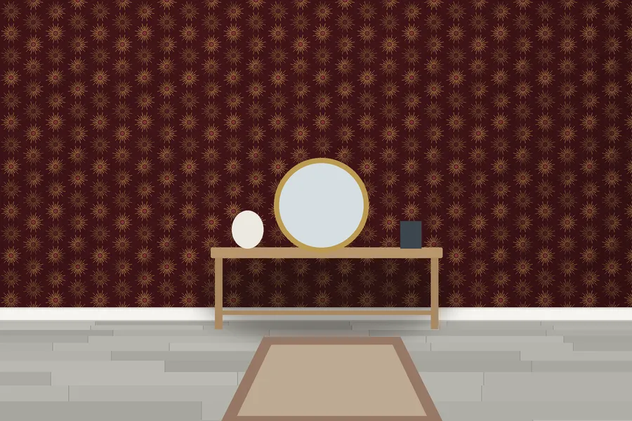Lytes Radiant Sunburst Wallpaper in Oxblood Lounge