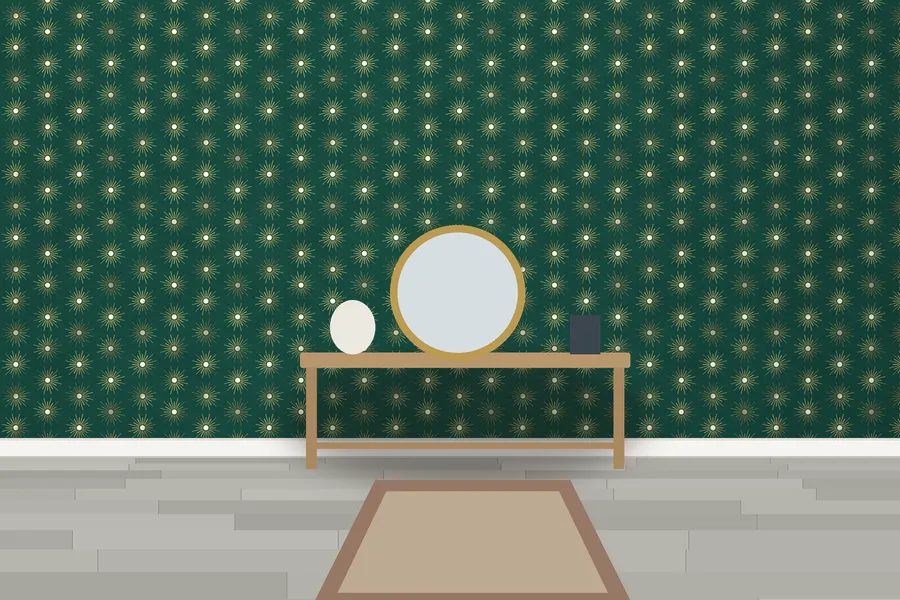 Petworth Radiant Sunburst Wallpaper in Riviera Jade
