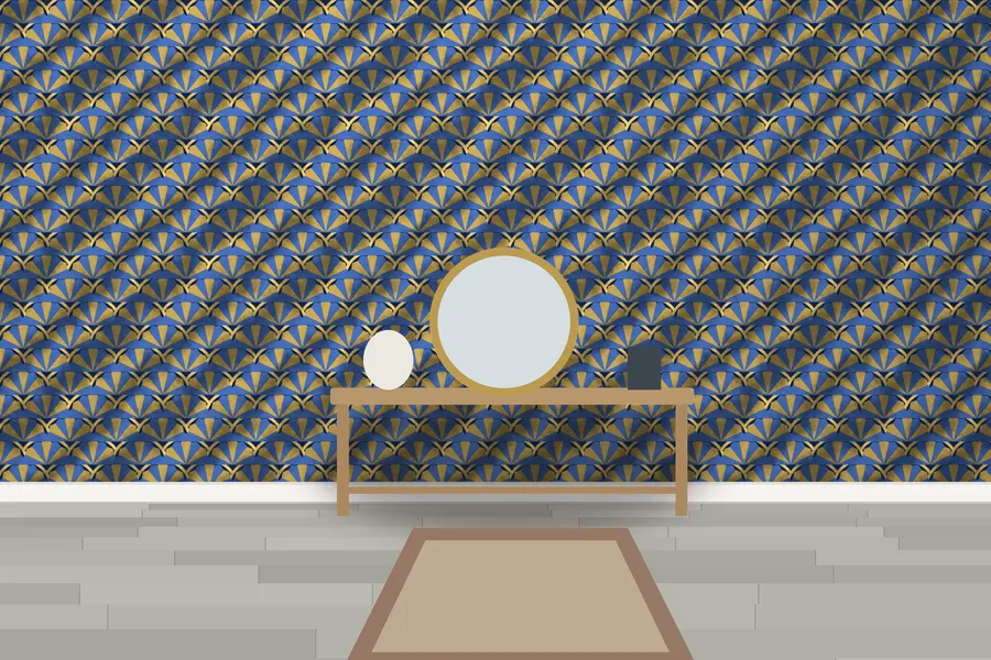 Lacock Cocktail Scallop Wallpaper in a room