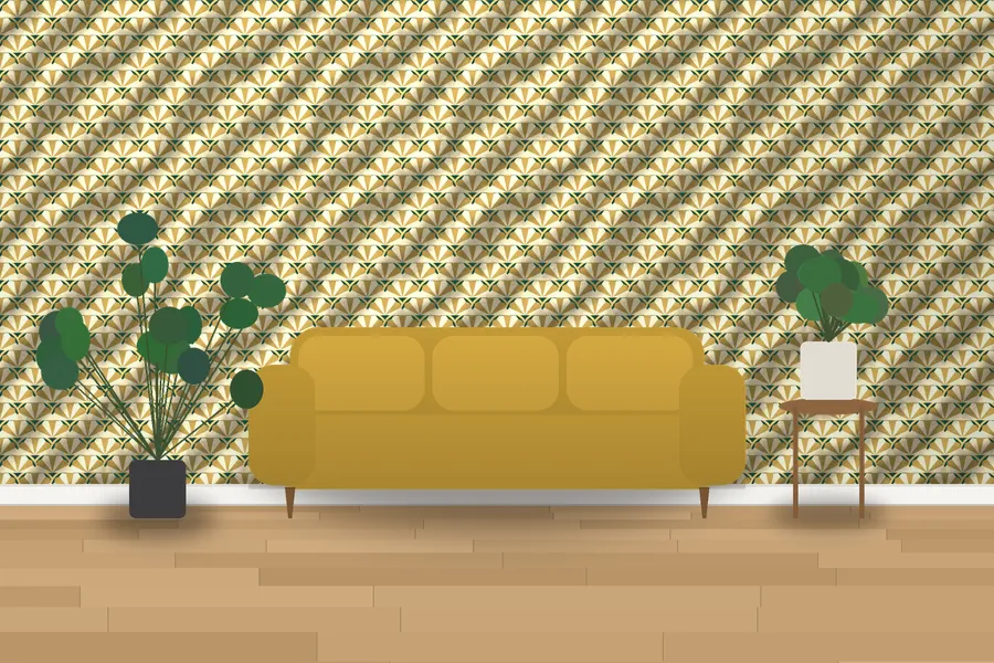Ashcombe Cocktail Scallop Wallpaper in a room