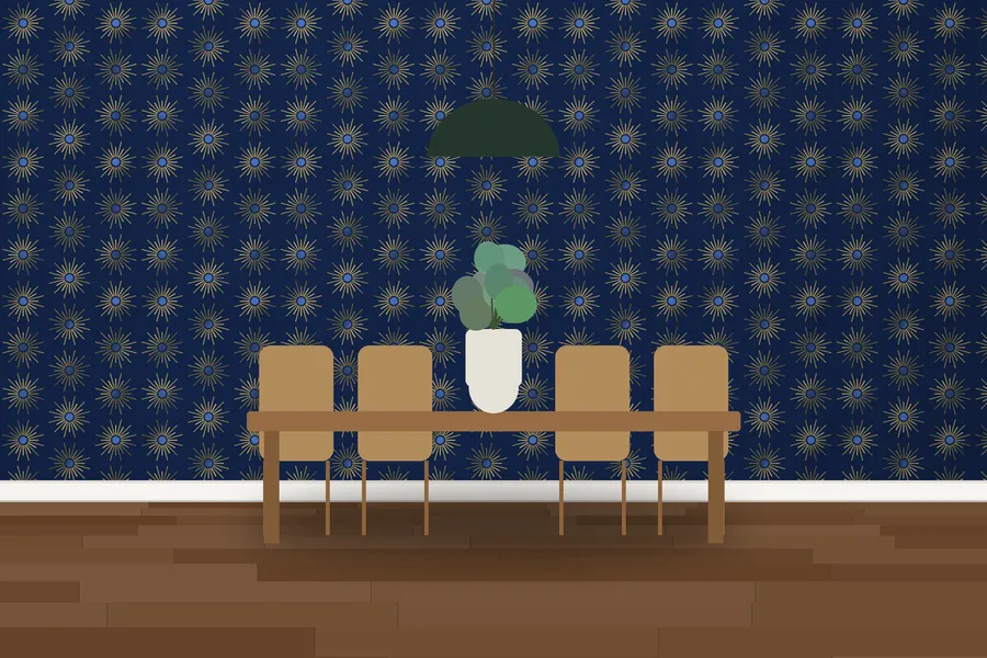 Lamorran Radiant Sunburst Wallpaper in a room