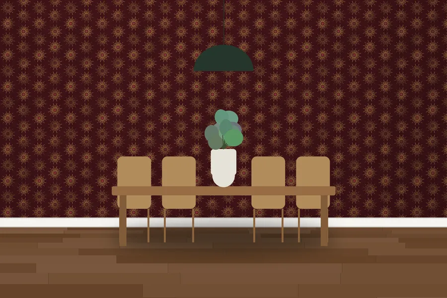 Uppark Radiant Sunburst Wallpaper in a room