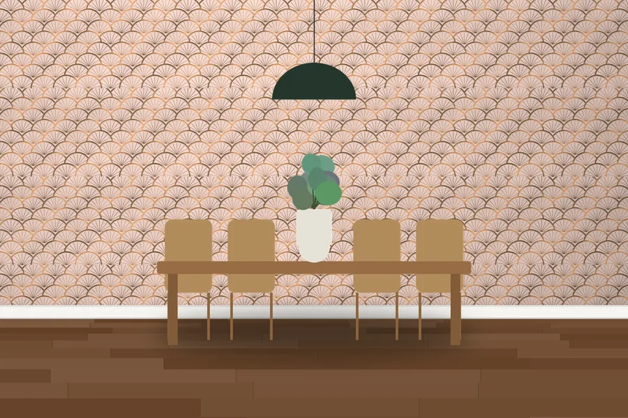 Saltram Palais Fan Wallpaper in Blush Salon