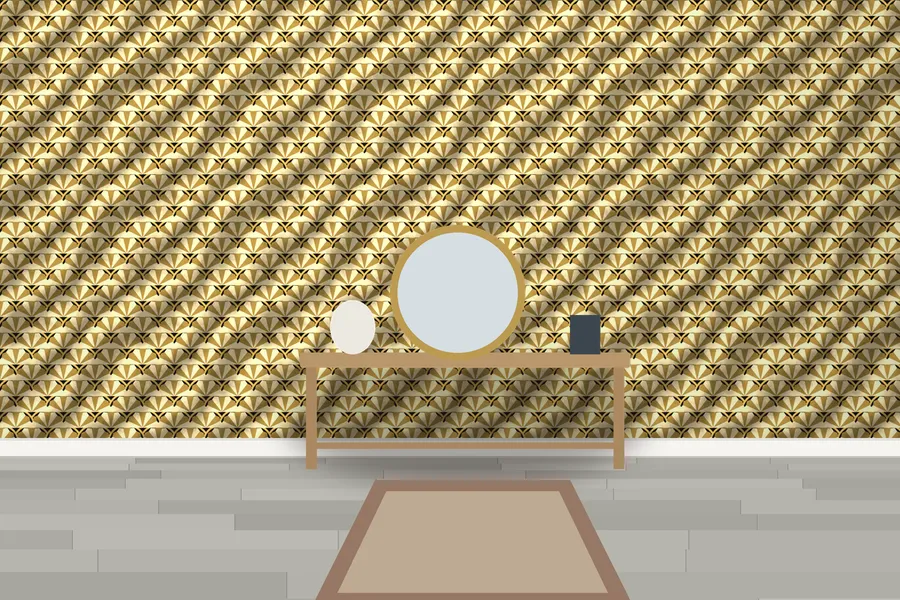 Somerleyton Cocktail Scallop Wallpaper in Gatsby Black