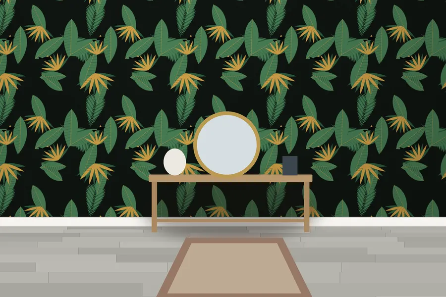 Peckover Monsoon Leaf Wallpaper in a room