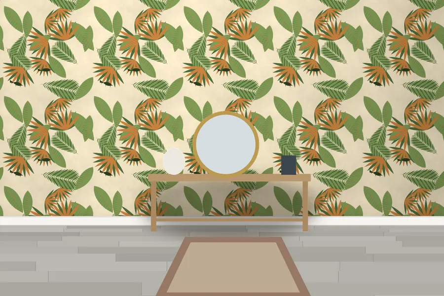 Kentwell Island Botanica Wallpaper in a room