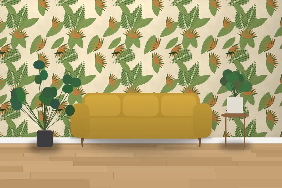 Osterley Island Botanica Wallpaper in a room