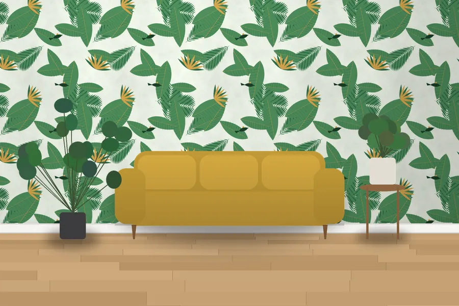 Wrest Island Botanica Wallpaper in a room