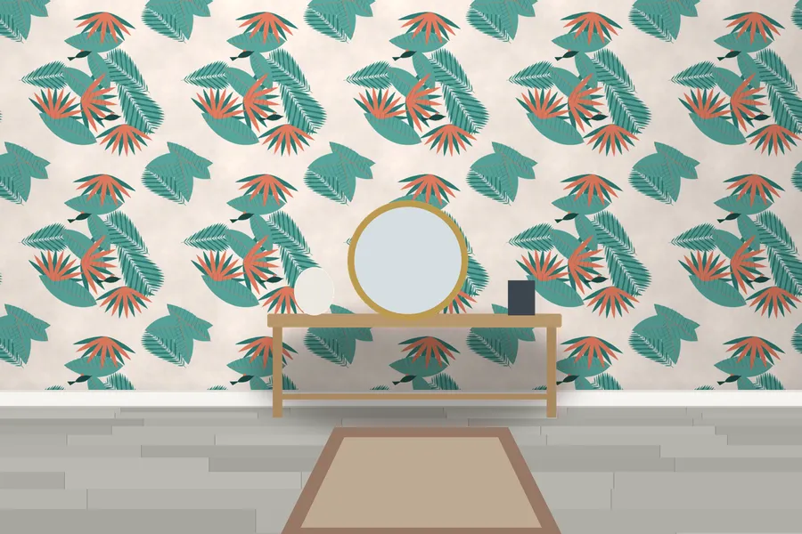 Ellesmere Paradise Fronds Wallpaper in a room