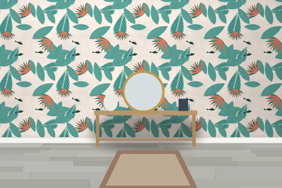 Trelissick Paradise Fronds Wallpaper in a room