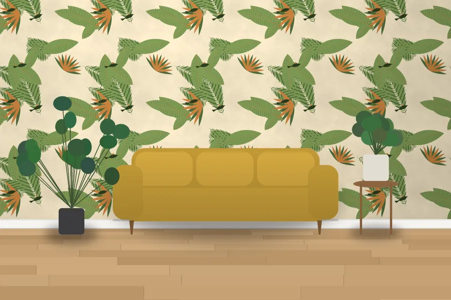 Knole Jungle Canopy Wallpaper in a room