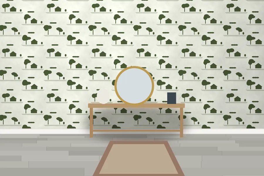 Tredegar Riverside Toile Wallpaper in Moss Toile