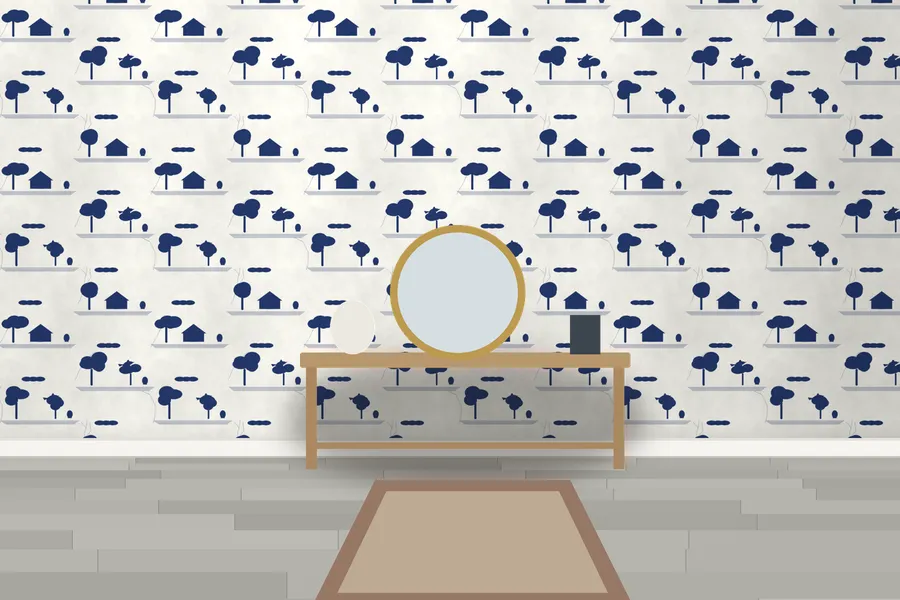 Lyveden Grand Tour Toile Wallpaper in a room